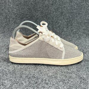 OluKai Pehuea Lī Sneakers Women's Size 6.5 Tan Convertible Heel Lace Beach Shoes